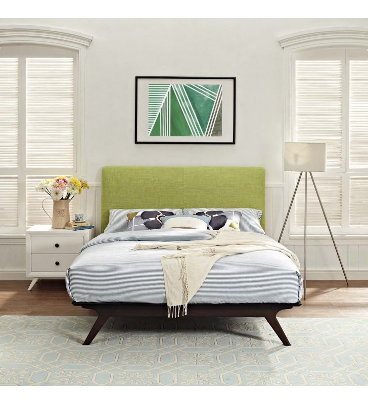 Tracy Queen Bed in Cappuccino Green - Lexmod