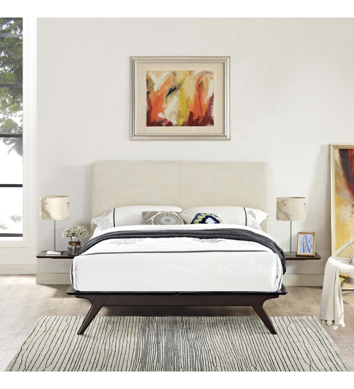Tracy 3 Piece Queen Bedroom Set in Cappuccino Beige - Lexmod