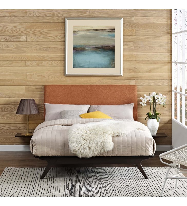 Tracy 3 Piece Queen Bedroom Set in Cappuccino Orange - Lexmod