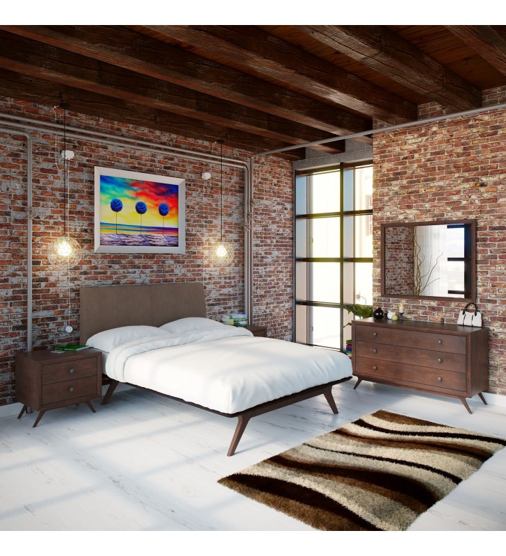 Tracy 5 Piece Queen Bedroom Set in Cappuccino Brown - Lexmod