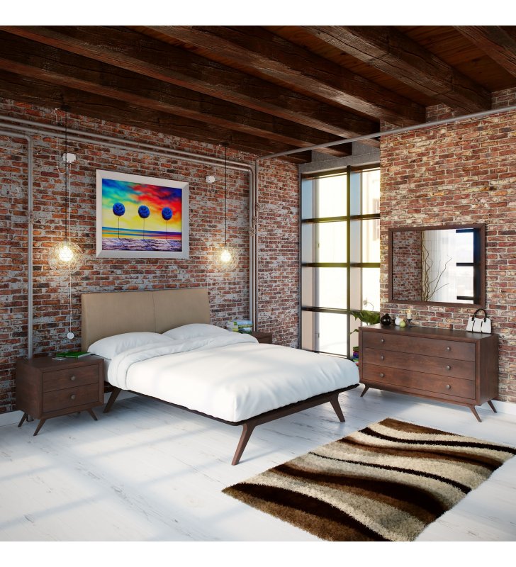 Tracy 5 Piece Queen Bedroom Set in Cappuccino Latte - Lexmod