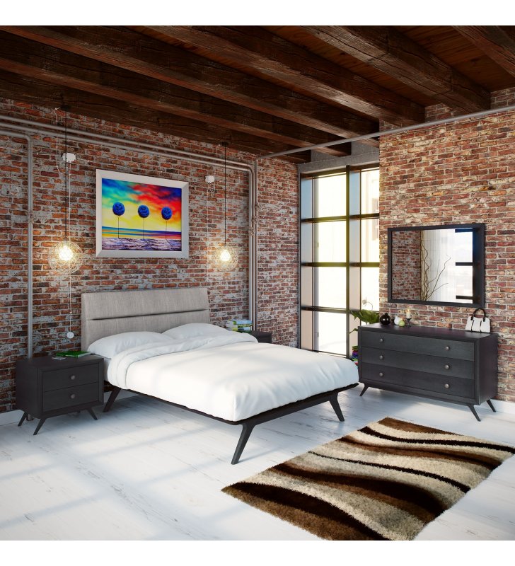 Addison 5 Piece Queen Bedroom Set in Black Gray - Lexmod