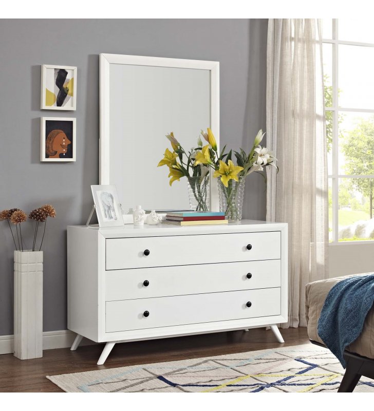 Tracy Dresser and Mirror in White - Lexmod