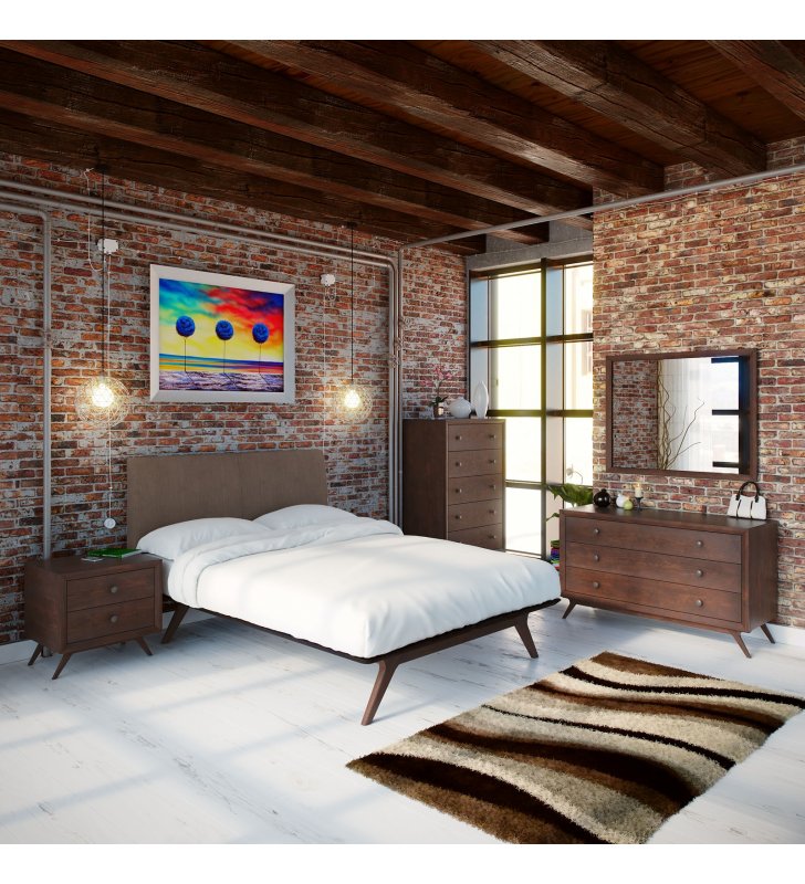 Tracy 5 Piece Queen Bedroom Set in Cappuccino Brown - Lexmod