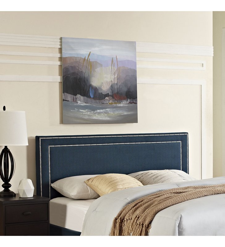 Jessamine Full Upholstered Fabric Headboard in Azure - Lexmod