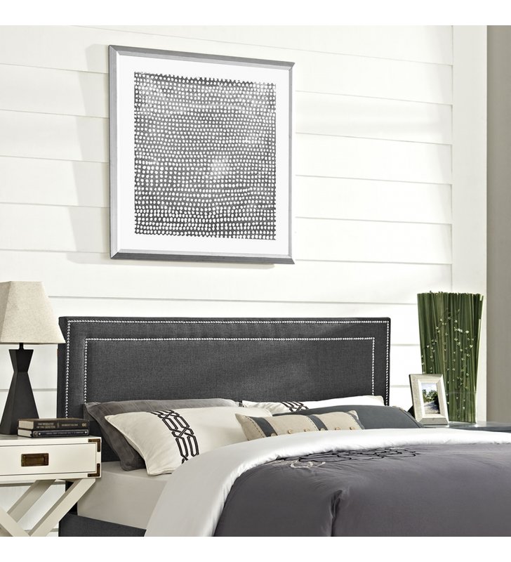 Jessamine King Upholstered Fabric Headboard in Gray - Lexmod