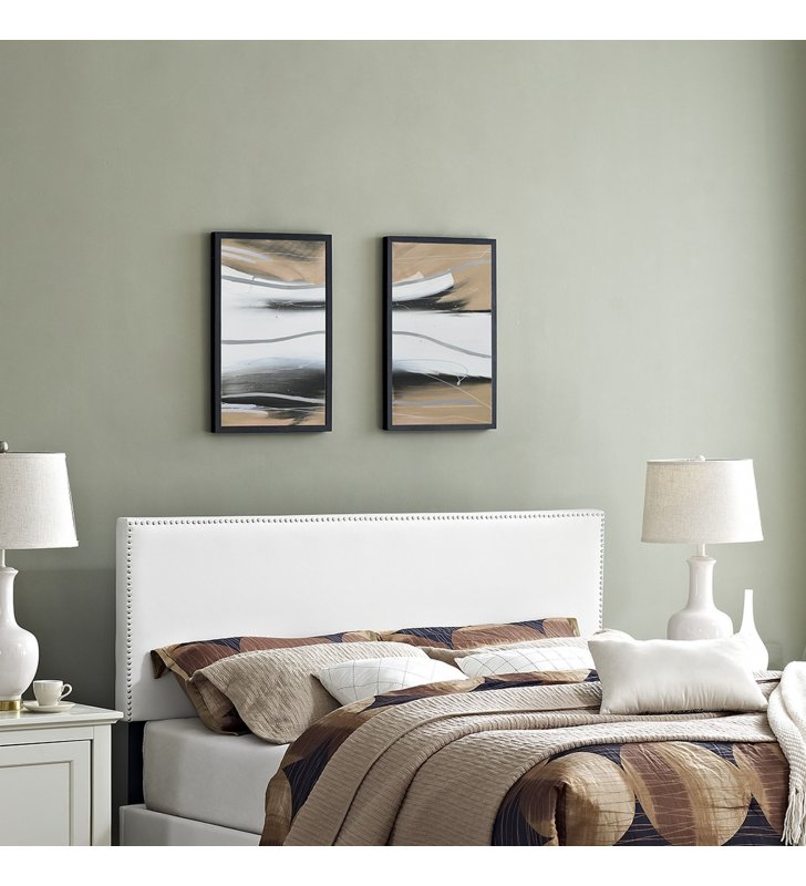 Phoebe Full Upholstered Vinyl Headboard in White - Lexmod