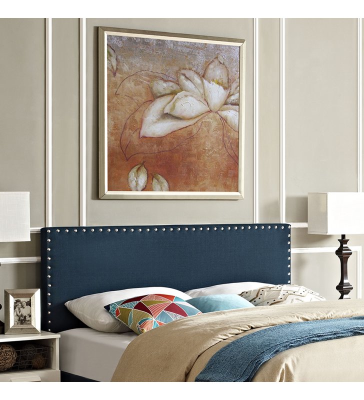 Phoebe Full Upholstered Fabric Headboard in Azure - Lexmod