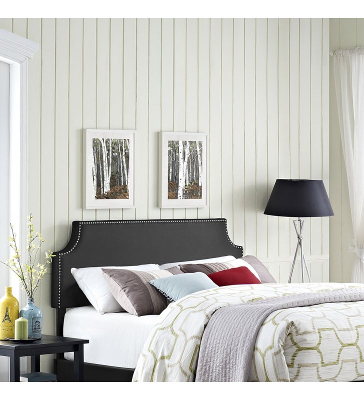 Laura King Upholstered Vinyl Headboard in Black - Lexmod
