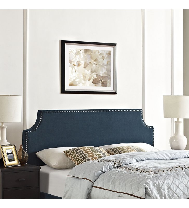 Laura King Upholstered Fabric Headboard in Azure - Lexmod