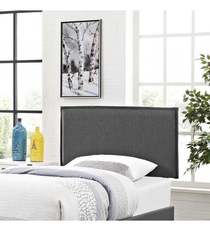 Camille Twin Upholstered Fabric Headboard in Gray - Lexmod