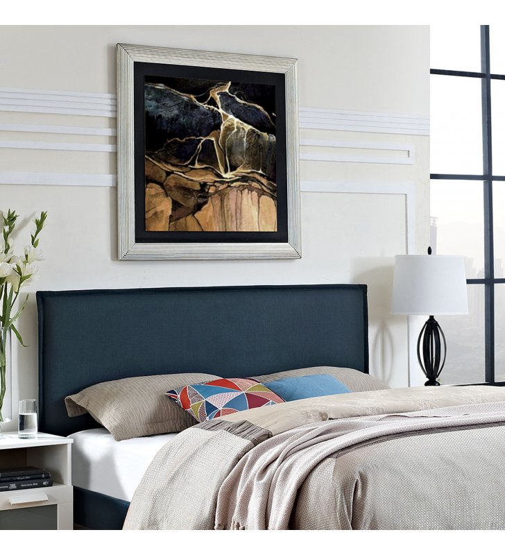 Camille Queen Upholstered Fabric Headboard in Azure - Lexmod