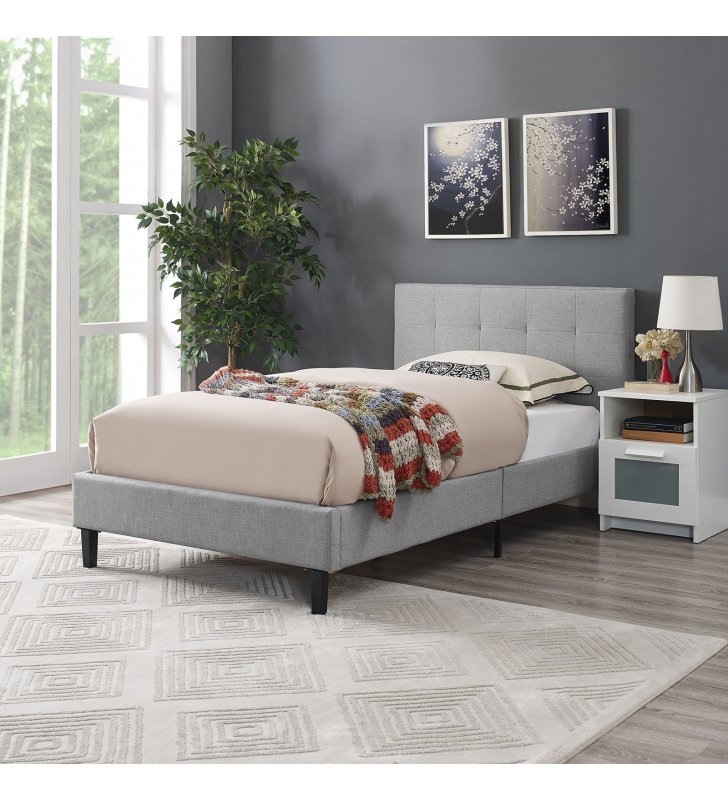 Linnea Twin Bed in Light Gray - Lexmod