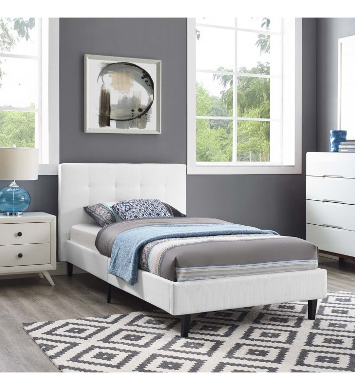 Linnea Twin Bed in White - Lexmod
