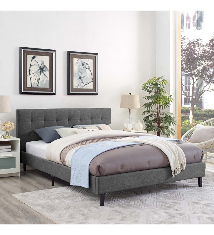 Linnea Full Bed in Gray - Lexmod