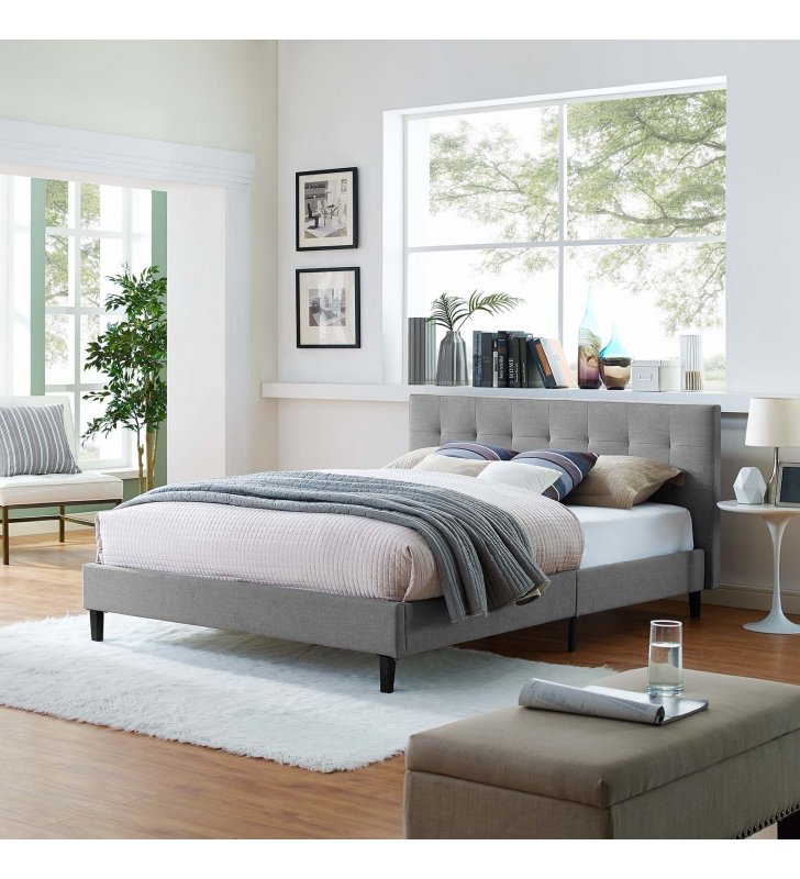 Linnea Full Bed in Light Gray - Lexmod
