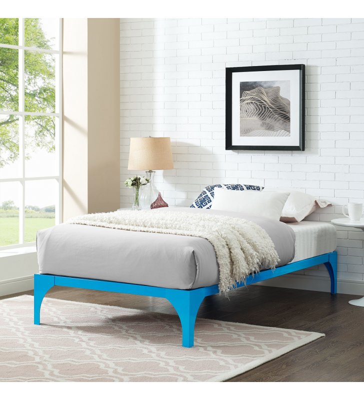 Ollie Twin Bed Frame in Light Blue - Lexmod