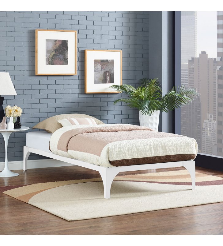 Ollie Twin Bed Frame in White - Lexmod