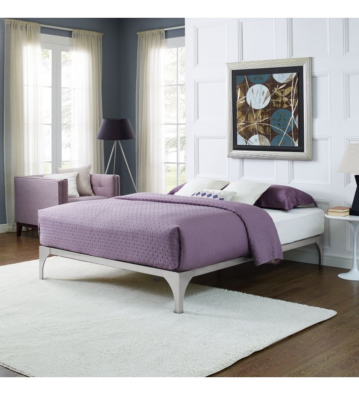 Ollie King Bed Frame in Silver - Lexmod