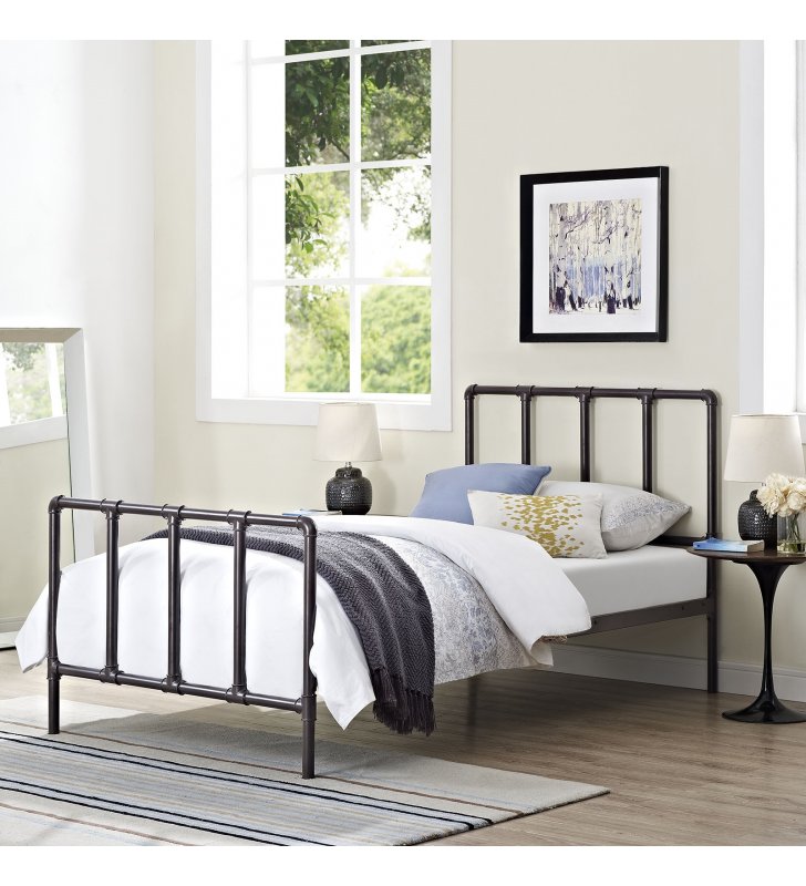 Dower Twin Bed in Brown - Lexmod