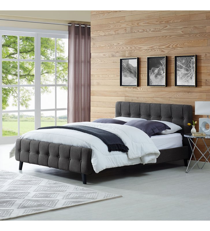 Ophelia Queen Fabric Bed in Gray - Lexmod