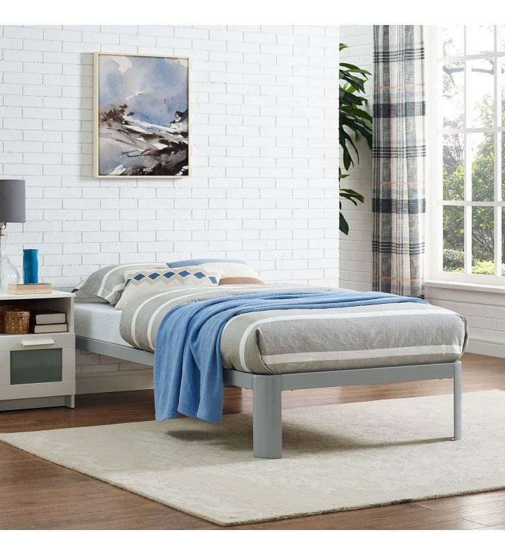 Corinne Twin Bed Frame in Gray - Lexmod