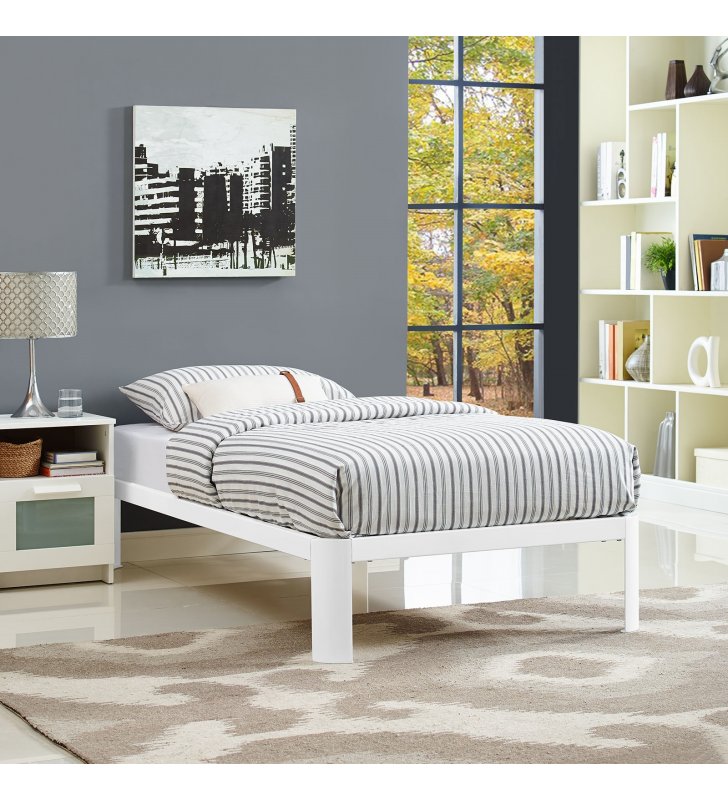 Corinne Twin Bed Frame in White - Lexmod