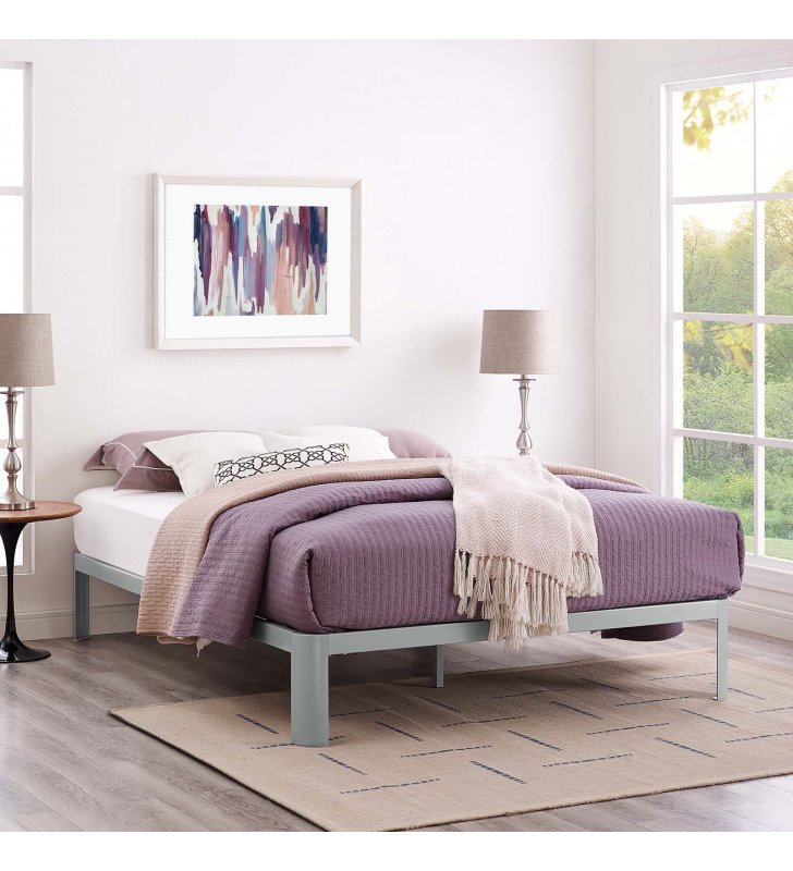 Corinne Full Bed Frame in Gray - Lexmod