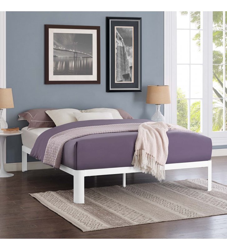 Corinne Full Bed Frame in White - Lexmod