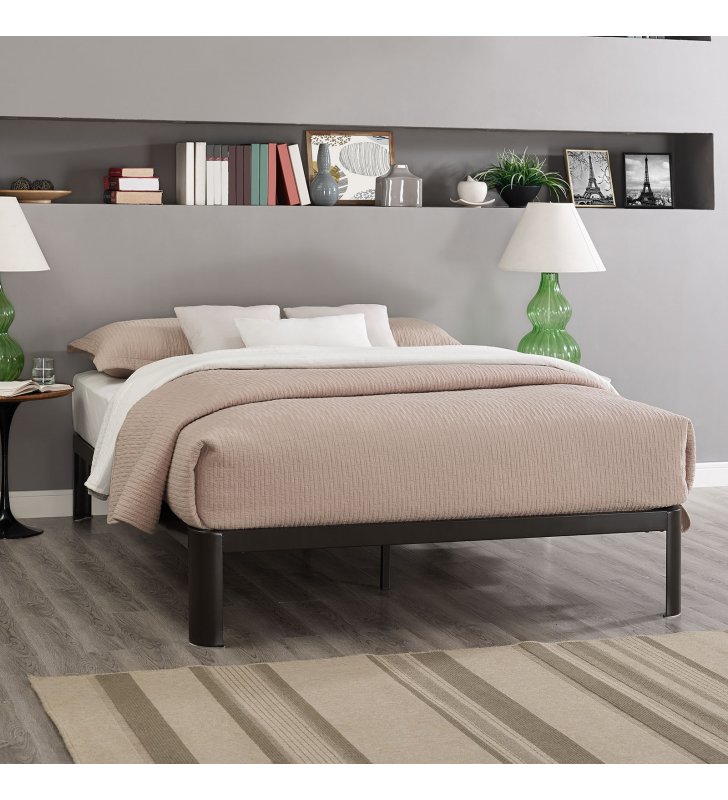 Corinne Queen Bed Frame in Brown - Lexmod