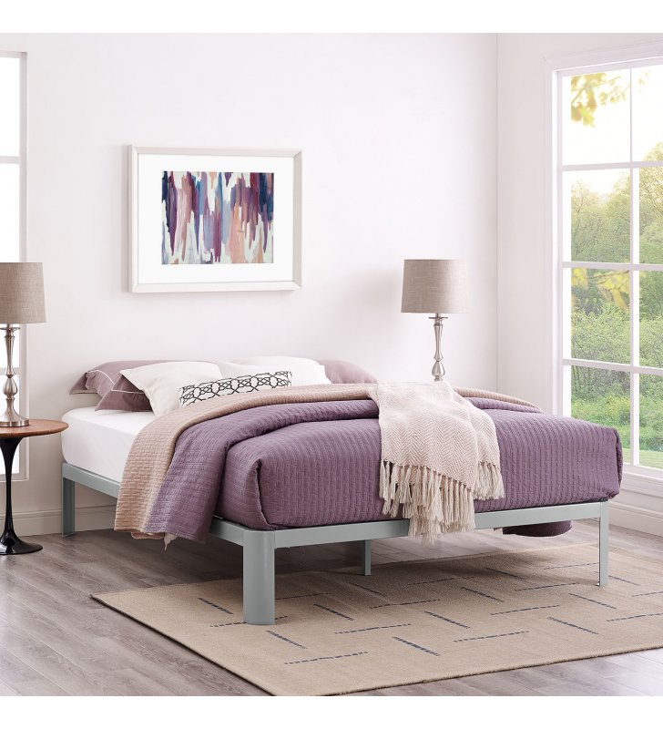 Corinne Queen Bed Frame in Gray - Lexmod