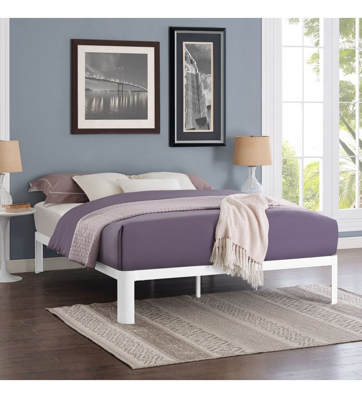 Corinne Queen Bed Frame in White - Lexmod