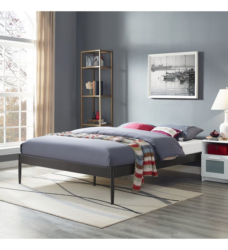 Elsie King Bed Frame in Brown - Lexmod