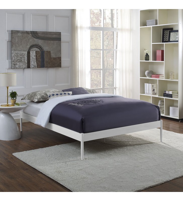 Elsie King Bed Frame in White - Lexmod