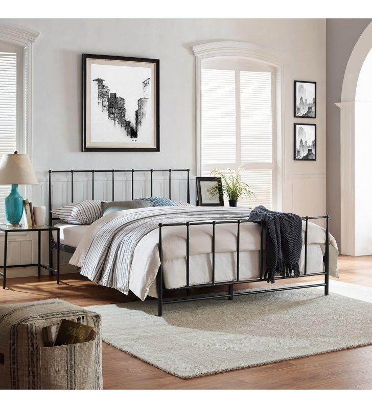 Estate King Bed in Brown - Lexmod