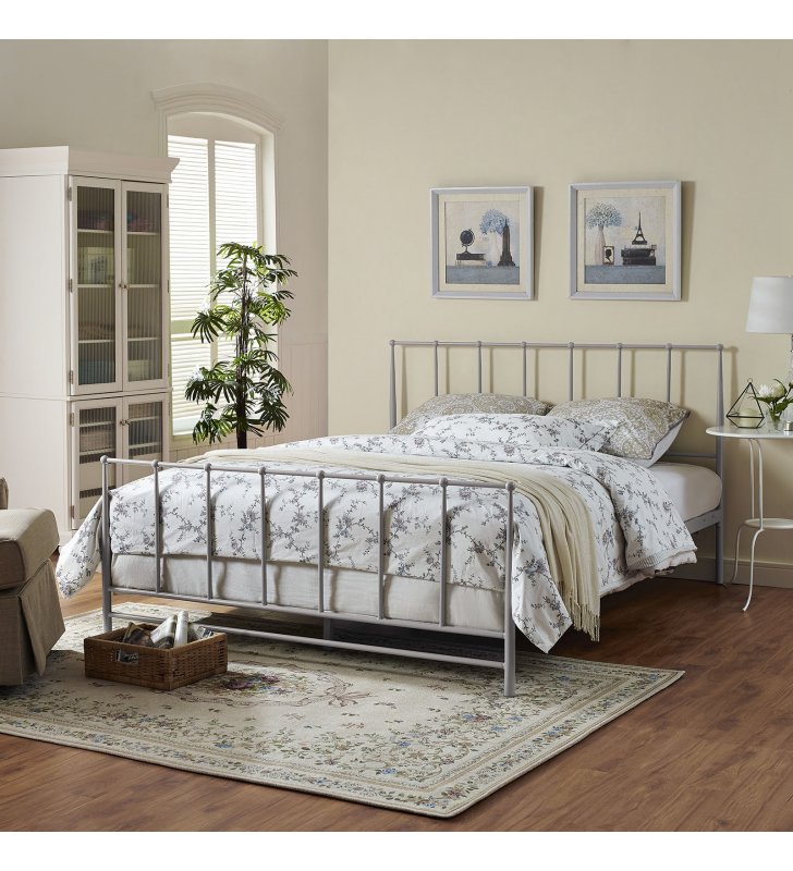 Estate King Bed in Gray - Lexmod