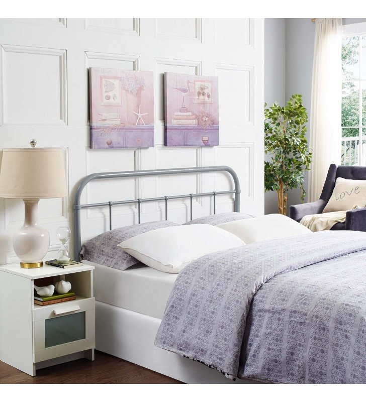 Serena Full Steel Headboard in Gray - Lexmod