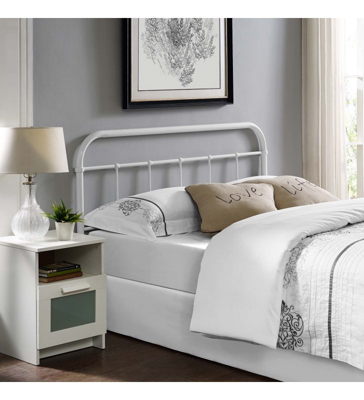 Serena King Steel Headboard in White - Lexmod