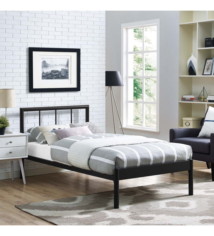 Gwen Twin Bed Frame in Brown - Lexmod
