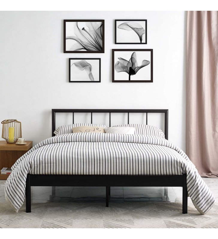 Gwen Queen Metal Bed Frame in Brown - Lexmod