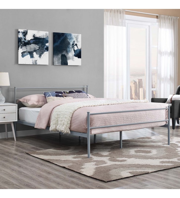 Alina Full Platform Bed Frame in Gray - Lexmod