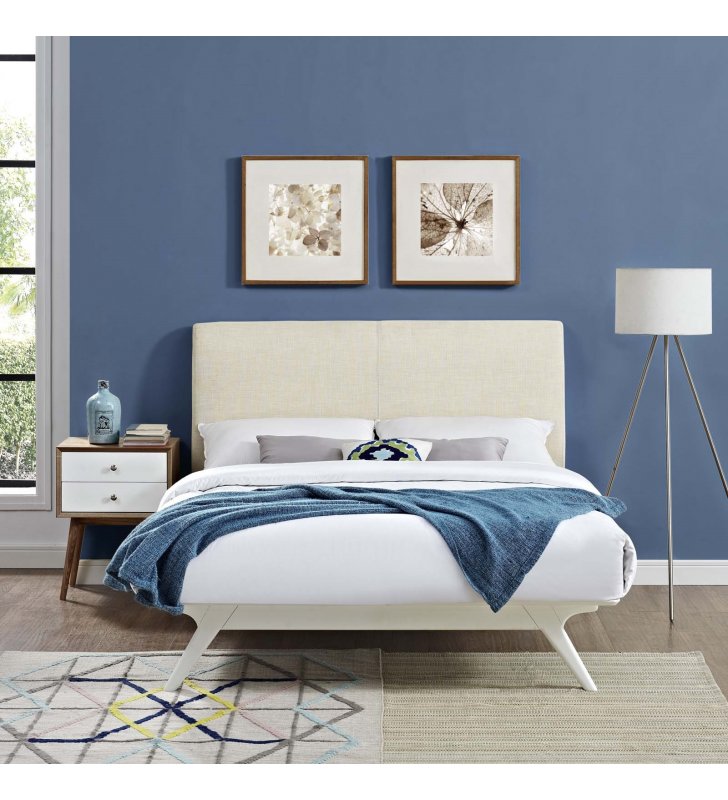 Tracy Queen Bed in White Beige - Lexmod