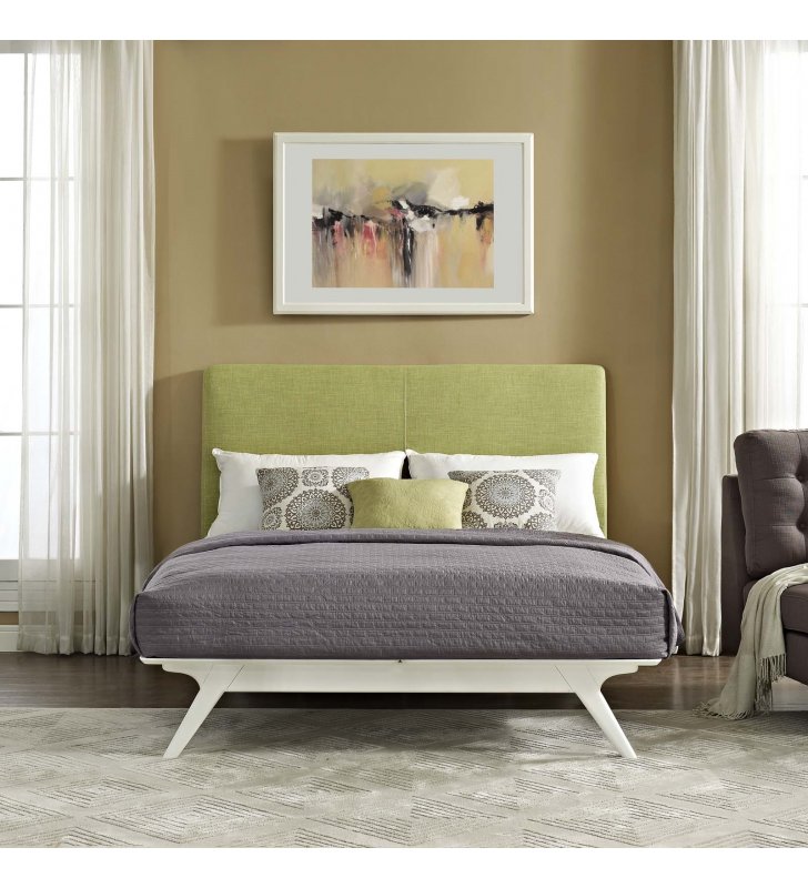 Tracy Queen Bed in White Green - Lexmod