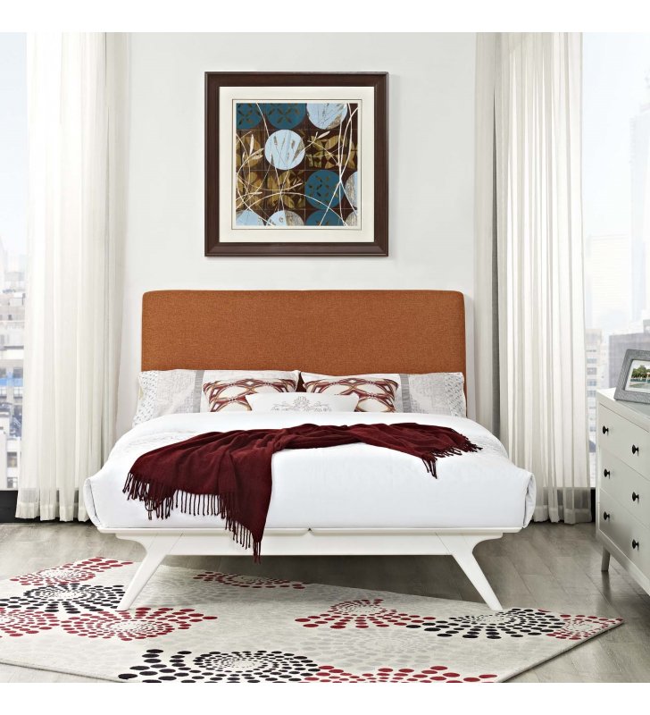 Tracy Queen Bed in White Orange - Lexmod