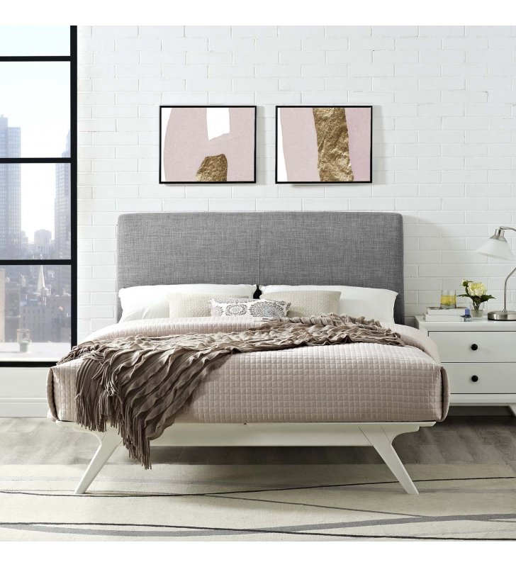 Tracy King Bed in White Gray - Lexmod