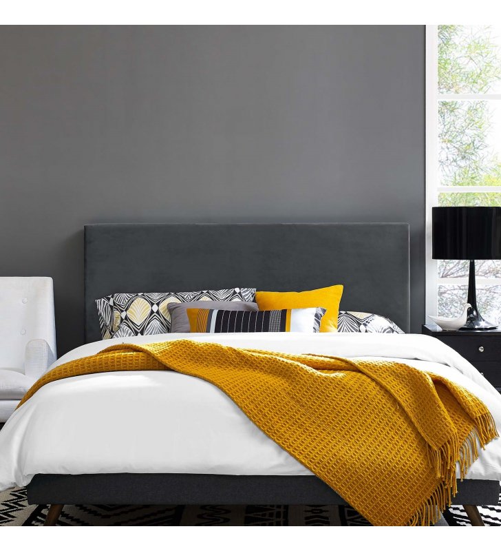 Taylor Twin Upholstered Performance Velvet Headboard in Gray - Lexmod
