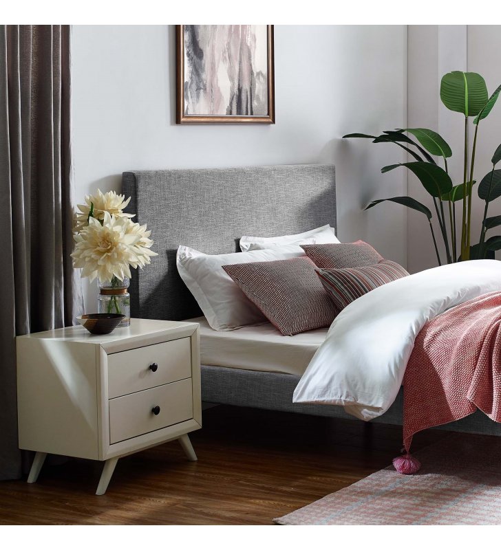 Taylor King and California King Upholstered Linen Fabric Headboard in Light Gray - Lexmod
