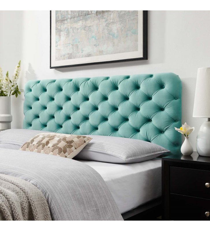 Lizzy Tufted Twin Performance Velvet Headboard in Mint - Lexmod