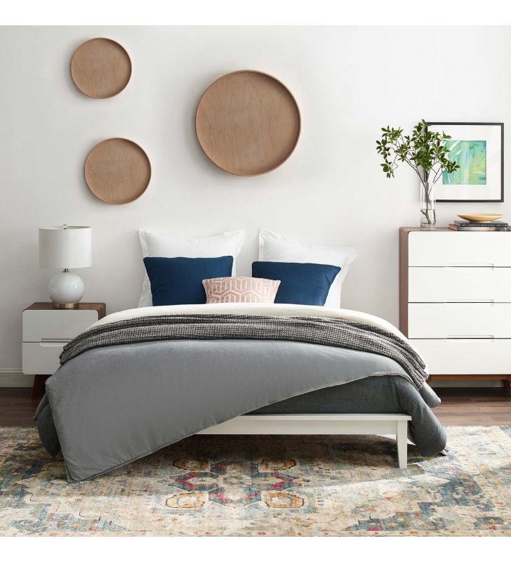 Lodge Full Wood Platform Bed Frame in White - Lexmod