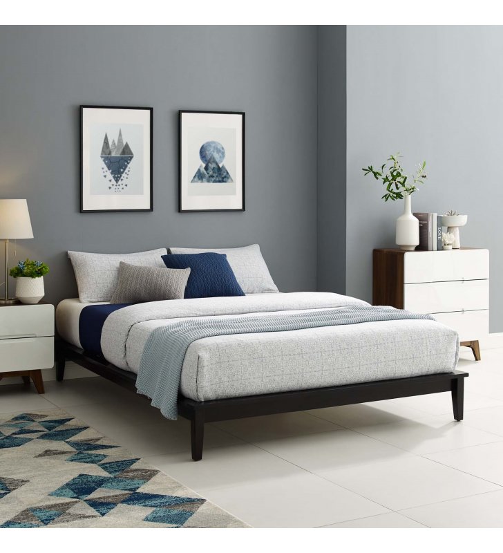 Lodge Queen Wood Platform Bed Frame in Cappuccino - Lexmod